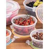 Lock And Lock 5Pce Container Set - Round Bowls, Nestable With Col Seals 2.1Lt/1.4Lt/850Ml/480Ml/250Ml