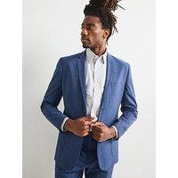 Very Man Slim Fit Cotton Linen Suit Jacket - Navy