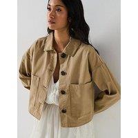 V By Very Embroidered Edge Jacket - Beige