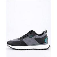 Boss Jonah Mesh And Pu Leather Lace Runners - Grey