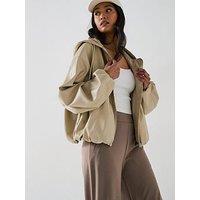 V By Very Faux Leather Hooded Bomber Jacket - Cream