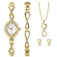 Sekonda Womens Infinity Gold Alloy Bracelet With White Dial Analogue Gift Set
