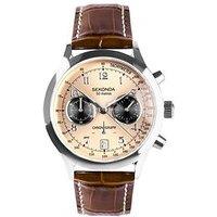 Sekonda Mens Archer Brown Leather Bracelet With Rose Gold Dial Chronograph Watch