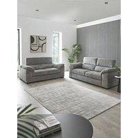 Brady 3 + 2 Seater Fabric Sofa Set (Buy & Save!) - Grey/Walnut - Fsc Certified