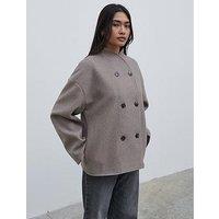 Pretty Lavish Felted Button Down Jacket - Grey