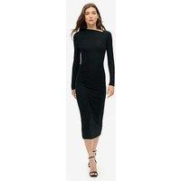 Superdry Long Sleeve Ruched Midi Dress - Black