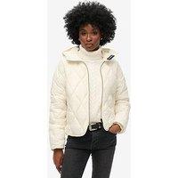 Superdry Hooded Quilted Liner Jacket - White