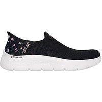 Skechers Go Walk Flex Slip-Ins Stretch Knit Trainer - Black /Pink Trim
