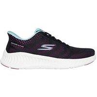 Skechers Go Walk Now Slip-Ins Engineered Mesh Bungee Trainer - Black /Purple Trim