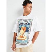 Hugo Dicobri Oversize Fit Cobra Print T-Shirt - White