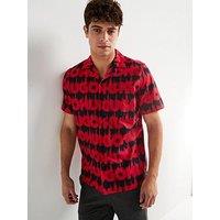 Hugo Ellino Relaxed Fit All Over Print Cuban Short Sleeve Shirt - Red