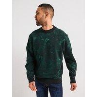 Boss We Jungle Relaxed Fit Camo Crew Sweatshirt - Dark Green