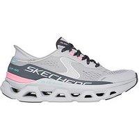 Skechers Glide-Step Altus Lace-Up Slip-In Trainer - Grey /Mesh/Pink Trim