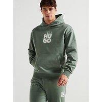Hugo Defnio Relaxed Fit Smoky Logo Overhead Hoodie - Green