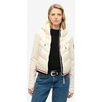 Superdry Hooded Storm Fuji Hybrid Bomber Jacket - White