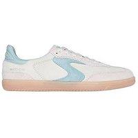 Skechers Hotshot Suede Colorblocked Overlay Lace-Up Trainer - Natural Suede/Aqua Trim