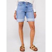 V By Very Boyfriend Denim Shorts - Mid Wash