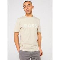 Boss Te Logotexture Regular Fit T-Shirt - Light Beige
