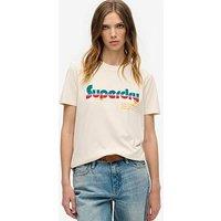 Superdry Retro Flock Relaxed T-Shirt - White