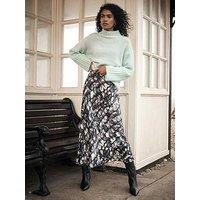 Mint Velvet Abstract Print Midi Slip Skirt