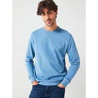 Boss Westart Relaxed Fit Crew Sweatshirt - Light Blue