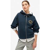 Superdry College Logo Boyfriend Zip Hoodie - Blue