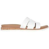 Skechers Desert Kiss Low Duraleather Double H Strap Slide Duraleather Sliders - White