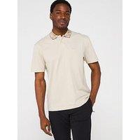 Boss Pe_Jungle Camo Collar Relaxed Fit Polo Shirt - Light Beige