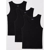 Boss Regular Fit 3 Pack Ribbed Vest Top- Black