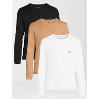 Boss 3 Pack Long Sleeve T-Shirts- Black/White/Beige