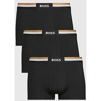 Boss Motion Corporate Trim Waistband Moisture Wicking 3 Pack Trunks - Black