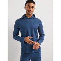 Boss Regular Fit Waffle Loungewear Hoodie-Blue