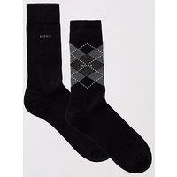 Boss 2 Pack Of Argyle Crew Socks- Black