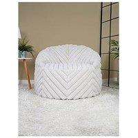 Rucomfy Ribbed Faux Fur Beanbag Chair- Ivory