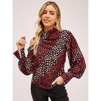 Style Cheat Long Sleeve Drape Top - Multi