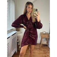 Style Cheat Balloon Sleeve Shirt Dress - Mulberry