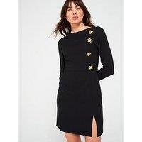V By Very Flower Trim Mini Dress - Black