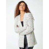 Roman Fluffy Sparkle Cardigan - Natural