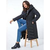 Roman Hooded Quilted Coat - Black