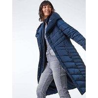 Roman Hooded Quilted Coat - Midnight Blue