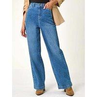 Roman Cotton Blend Wide Leg Stretch Jeans - Light Denim