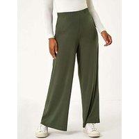 Roman Petite Wide Leg Stretch Trouser - Khaki