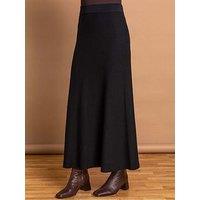 Roman Plain Knitted A Line Midi Skirt - Black