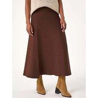Roman Knitted Midi Stretch Skirt - Chocolate