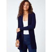 Roman Longline Stretch Ribbed Cardigan - Midnight Blue