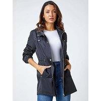 Roman Shower Resistant Longline Jacket - Black