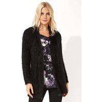 Roman Fluffy Long Sleeve Cardigan - Black