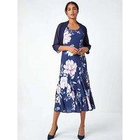 Roman Ruched Hem Chiffon Bolero - Navy