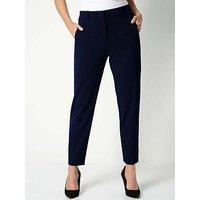 Roman Straight Leg Stretch Cropped Trousers - Navy