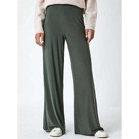 Roman Wide Leg Stretch Trousers - Khaki